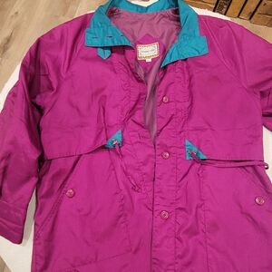 Vibrant Magenta Utility Jacket with Teal Accents